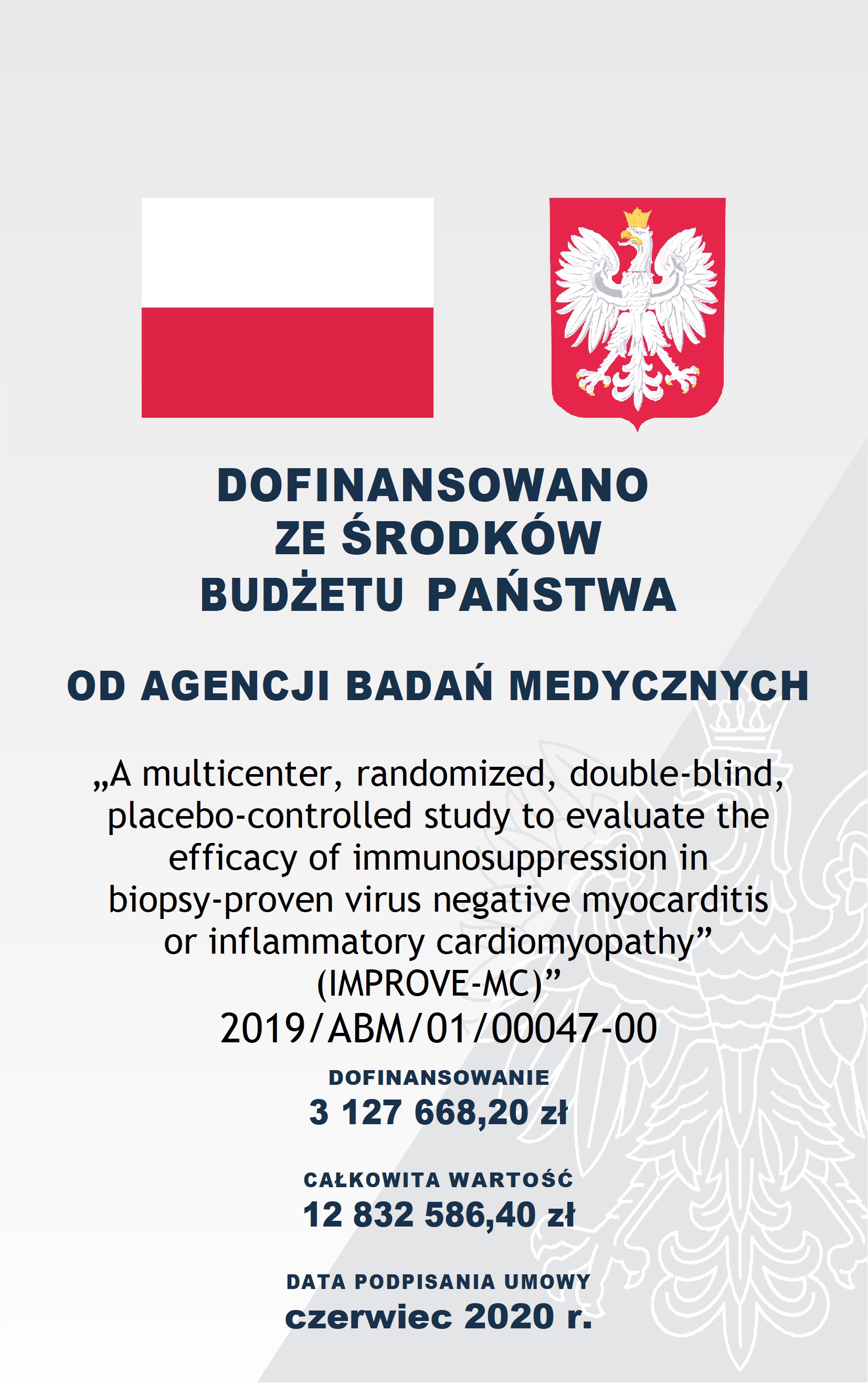 Tablica informująca o źródle finansowania projektu oraz wysokości finansowania.